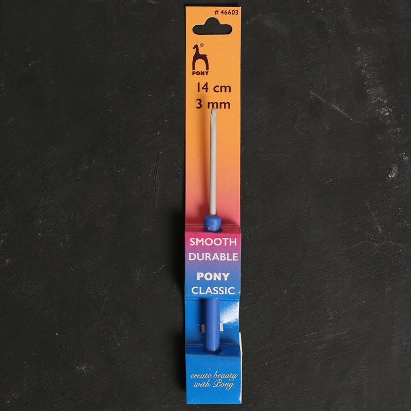 Pony 3 mm 14 cm Plastic Handled Crochet Hook, Blue – 46603