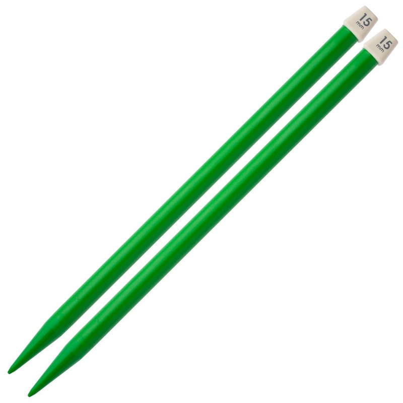 Pony Colour 15 mm 35 cm Plastic Knitting Needle, Green – 57671