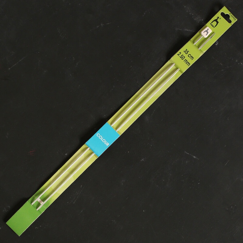 Pony Colour 2.5 mm 35 cm 35 cm Aluminum Knitting Needle, Green – 33703