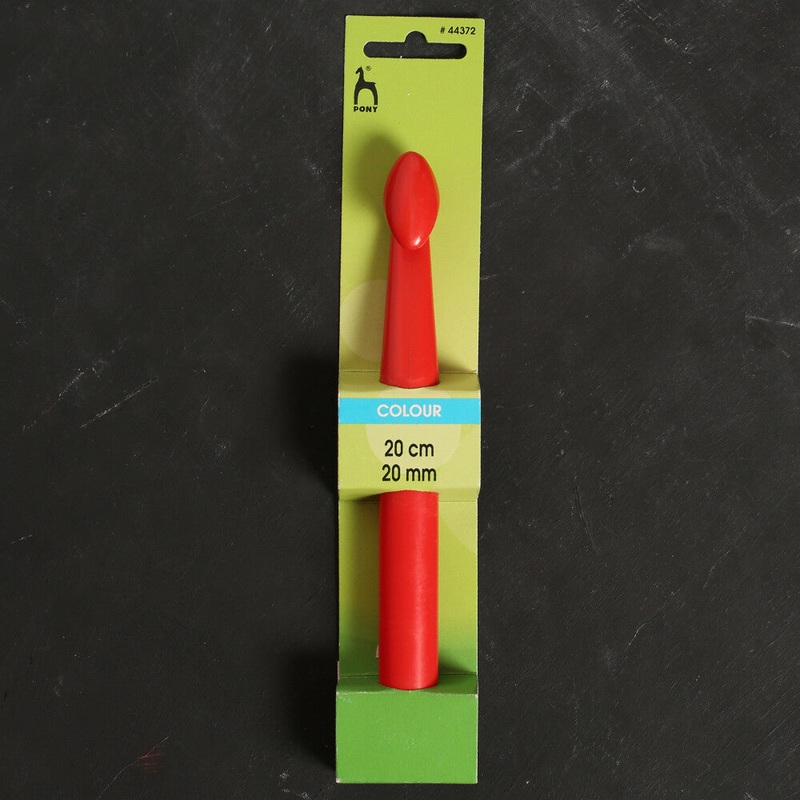 Pony Colour 20 mm 20 cm Plastic Crochet Hook, Red – 44372