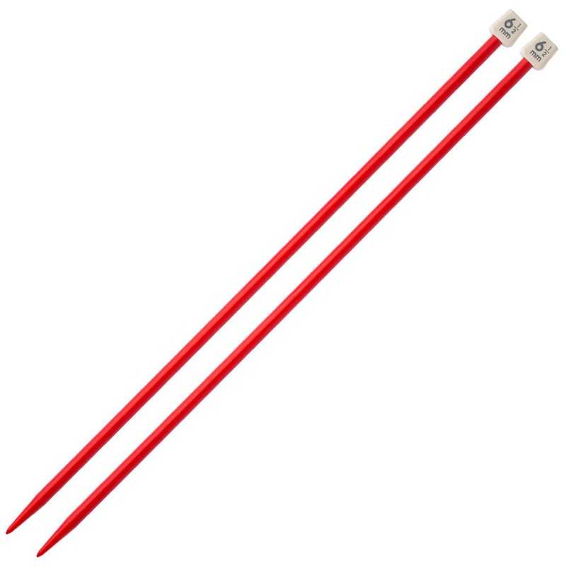 Pony Colour 6.5 mm 35 cm Plastic Knitting Needle, Red – 57664