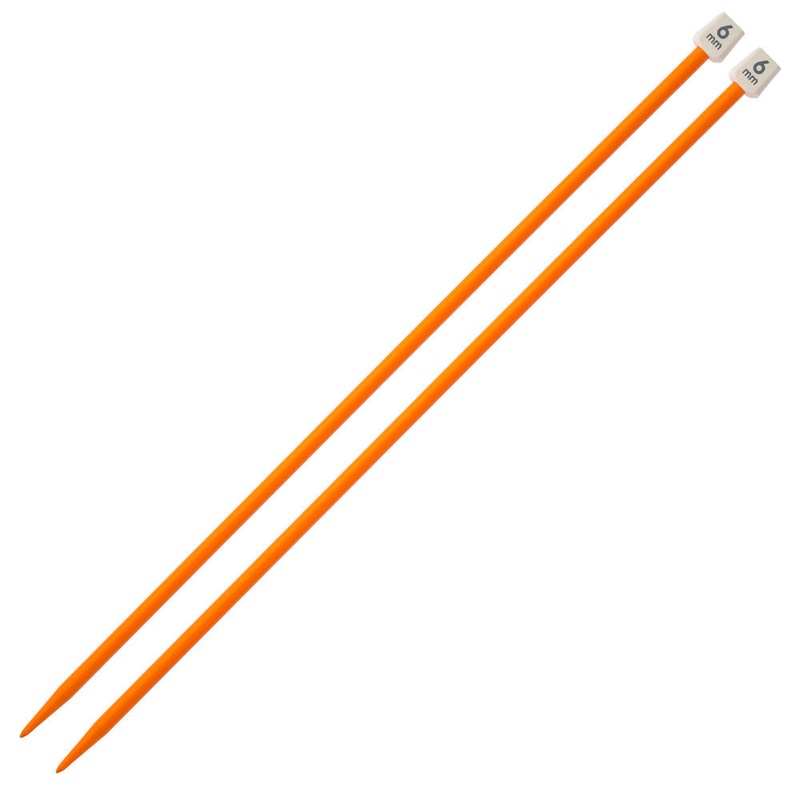 Pony Colour 6 mm 35 cm Plastic Knitting Needle, Orange – 57663