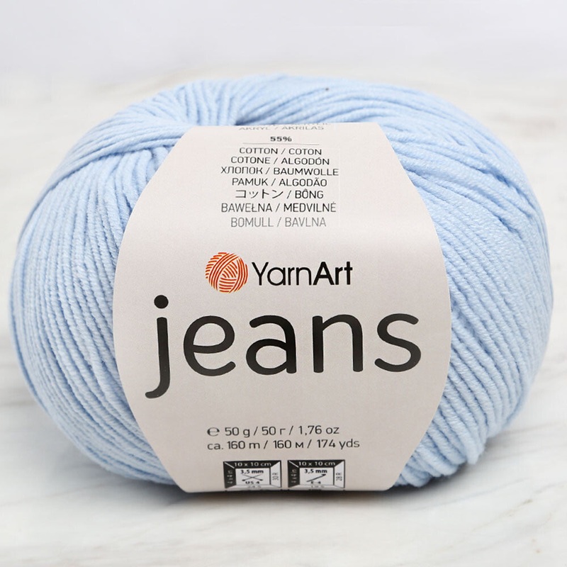 YarnArt Jeans Knitting Yarn, Baby Blue – 75