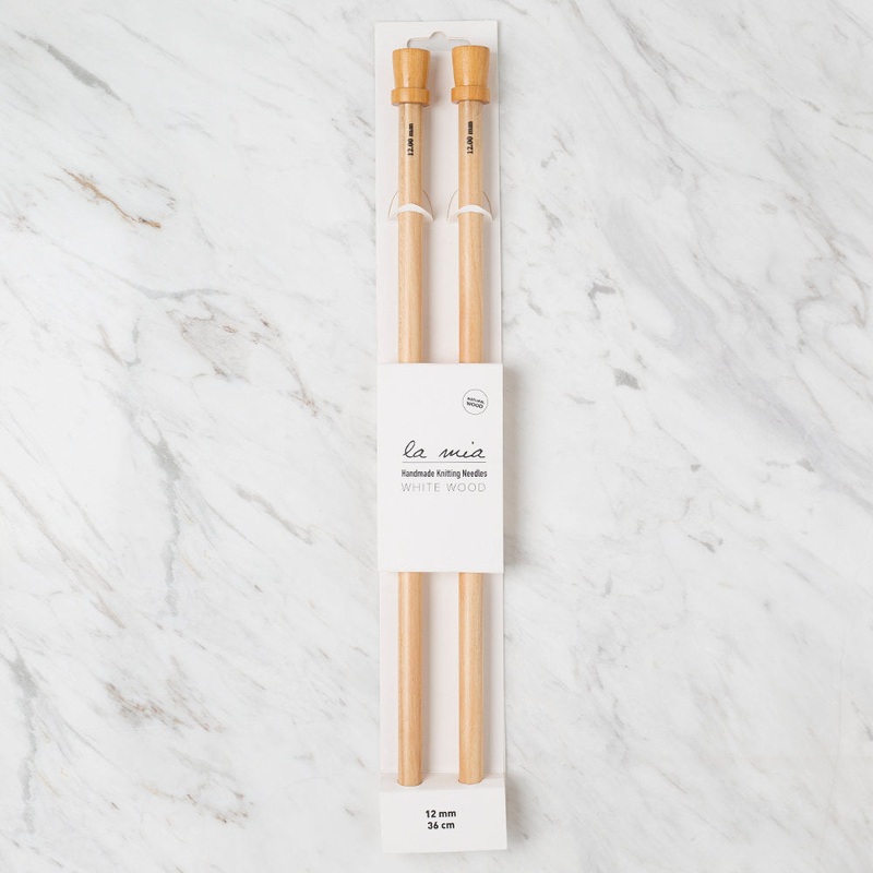 La Mia Whitewood 12 mm 36 cm Wooden Knitting Needle