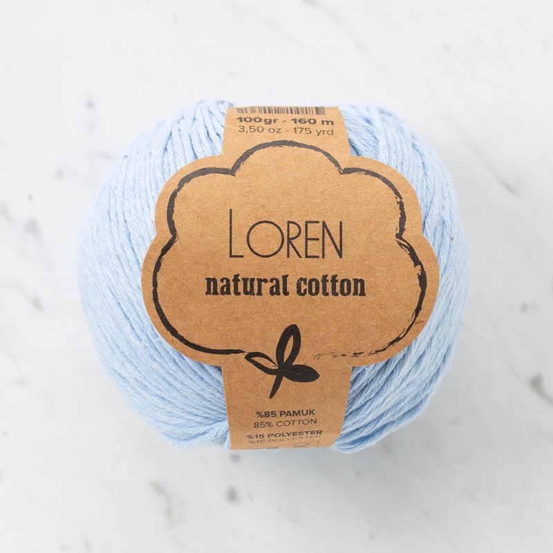 Loren Natural Cotton Yarn, Baby Blue – R090