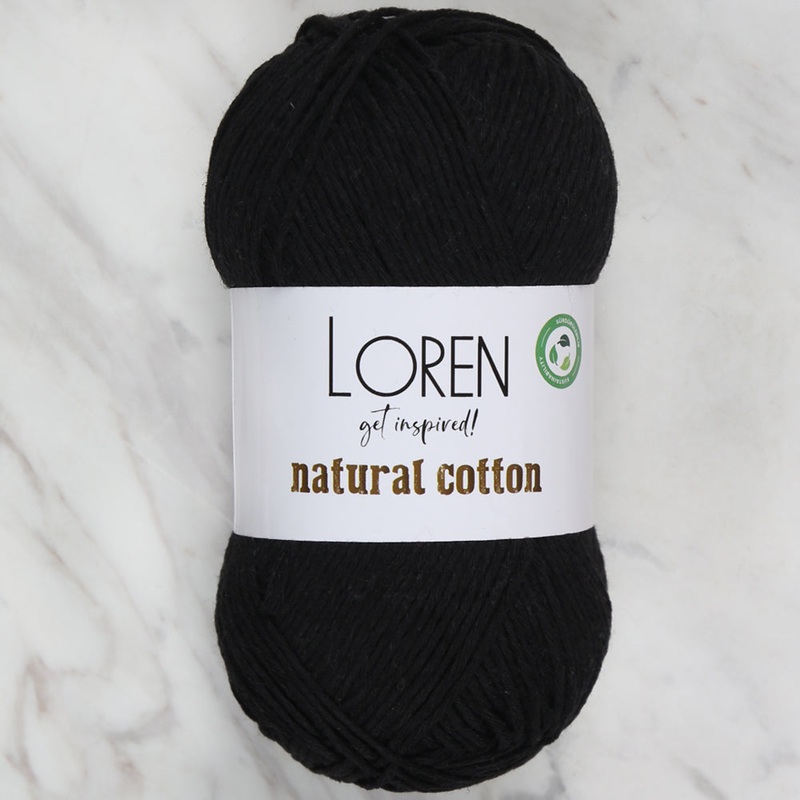 Loren Natural Cotton Yarn, Black – R004