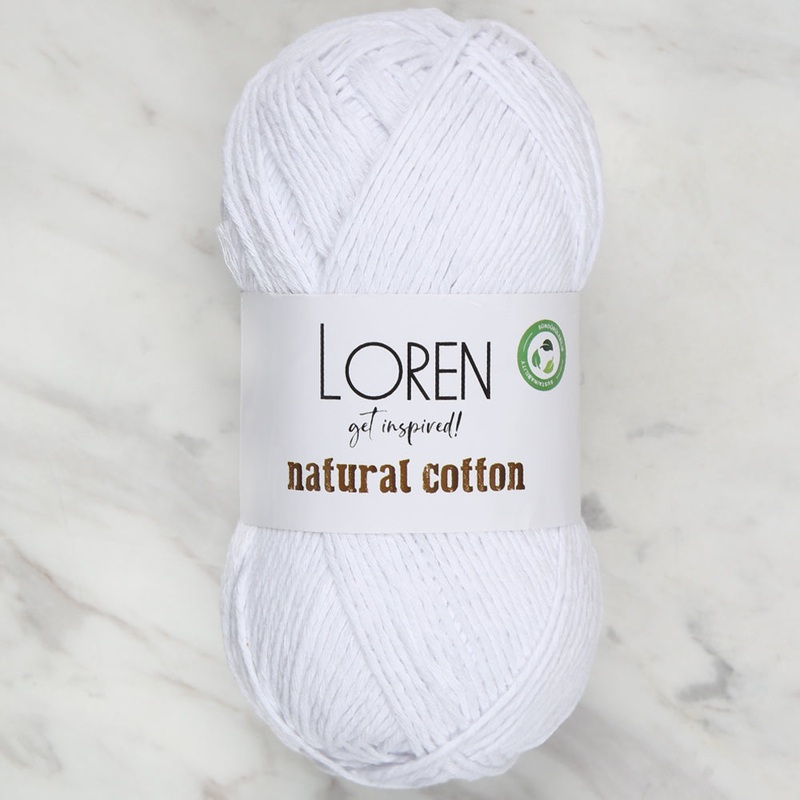 Loren Natural Cotton Yarn, White – R001