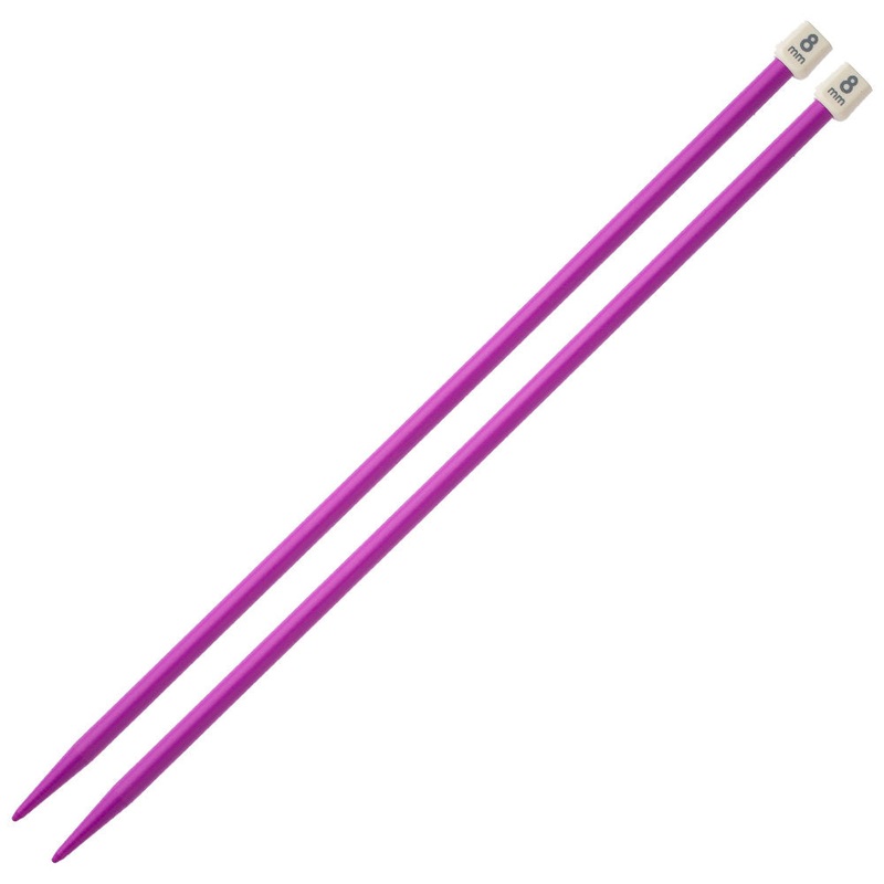 Pony Colour 8 mm 35 cm Plastic Knitting Needle, Purple – 57667