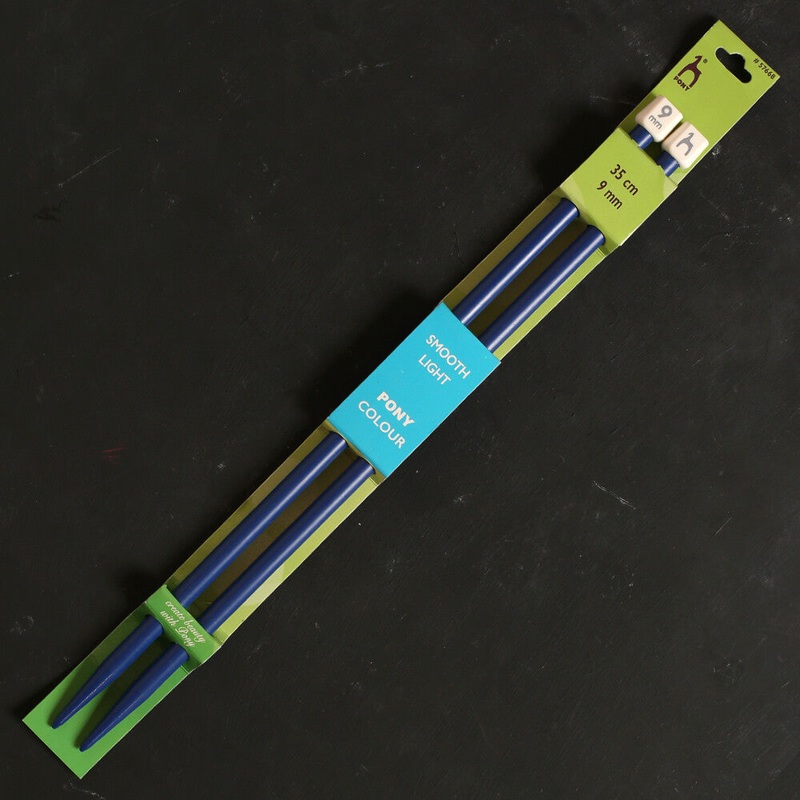 Pony Colour 9 mm 35 cm Plastic Knitting Needle, Navy Blue – 57668