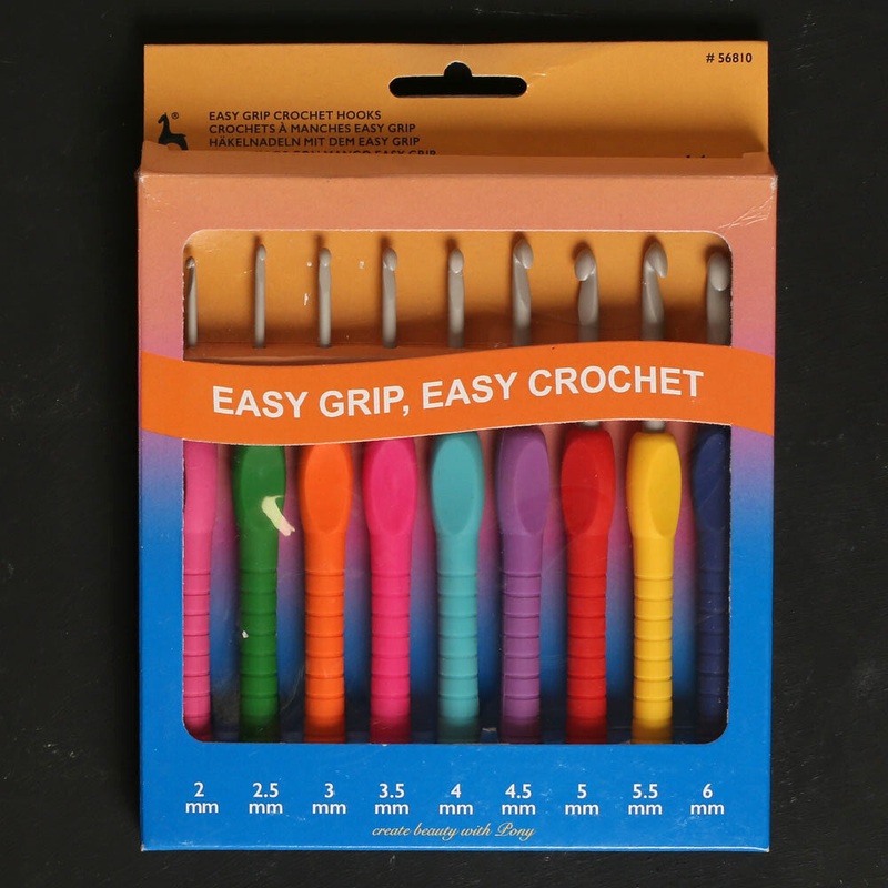 Pony Easy Grip 14 cm 9 Pieces  Soft handled Crochet Hook Set – 56810