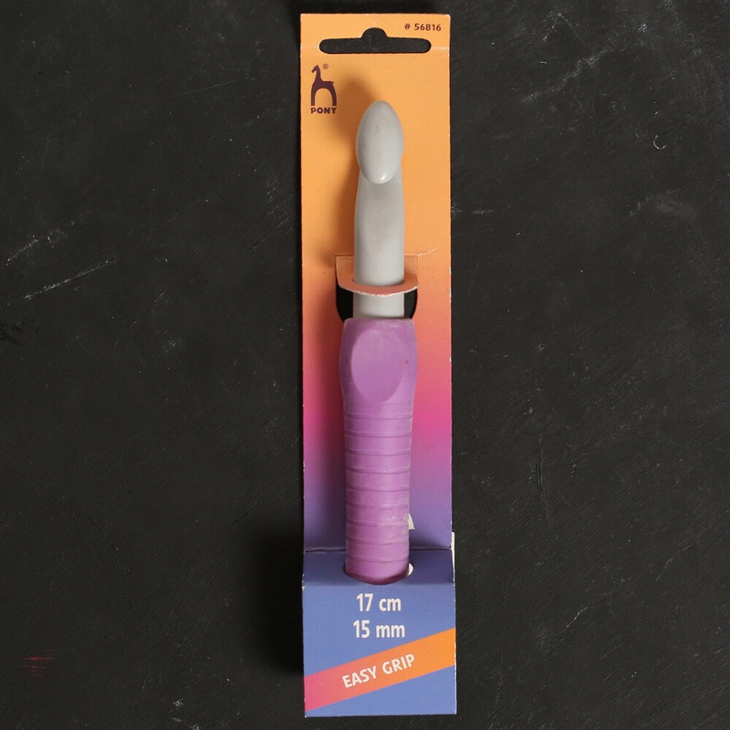 Pony Easy Grip 15 mm 17 cm Soft Handled Crochet Hook, Purple – 56816