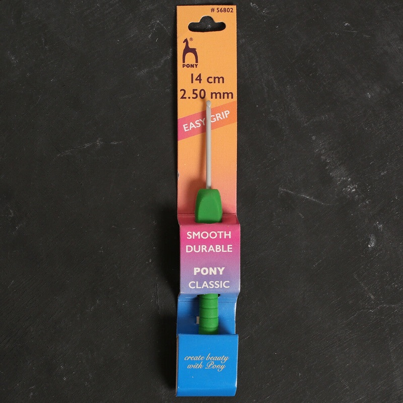 Pony Easy Grip 2.5 mm 14 cm Soft Handled Crochet Hook, Green – 56802