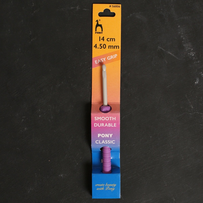 Pony Easy Grip 4.5 mm 14 cm Soft Handled Crochet Hook, Purple – 56806