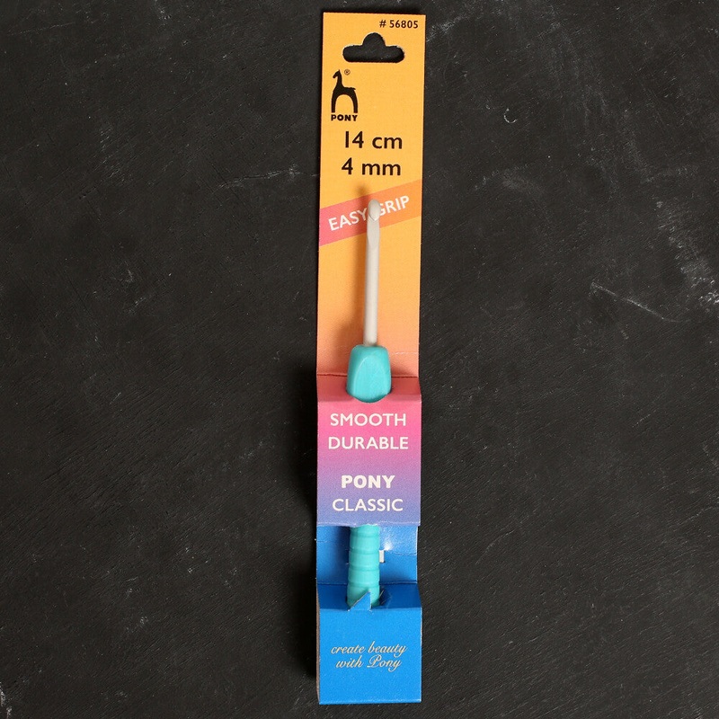 Pony Easy Grip 4 mm 14 cm Soft Handled Crochet Hook, Blue – 56805