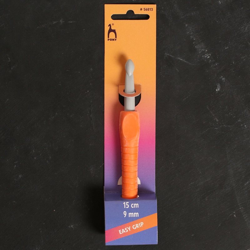 Pony Easy Grip 9 mm 15 cm Soft Handled Crochet Hook, Orange – 56813