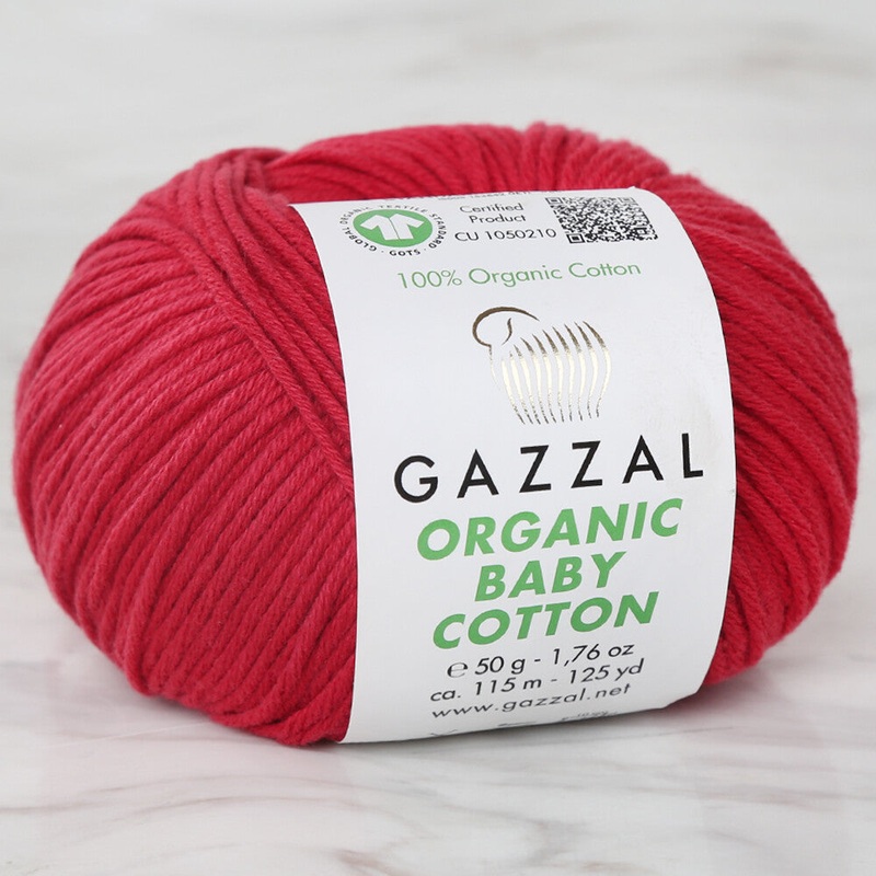 Gazzal Organic Baby Cotton Yarn, Dark Red – 429