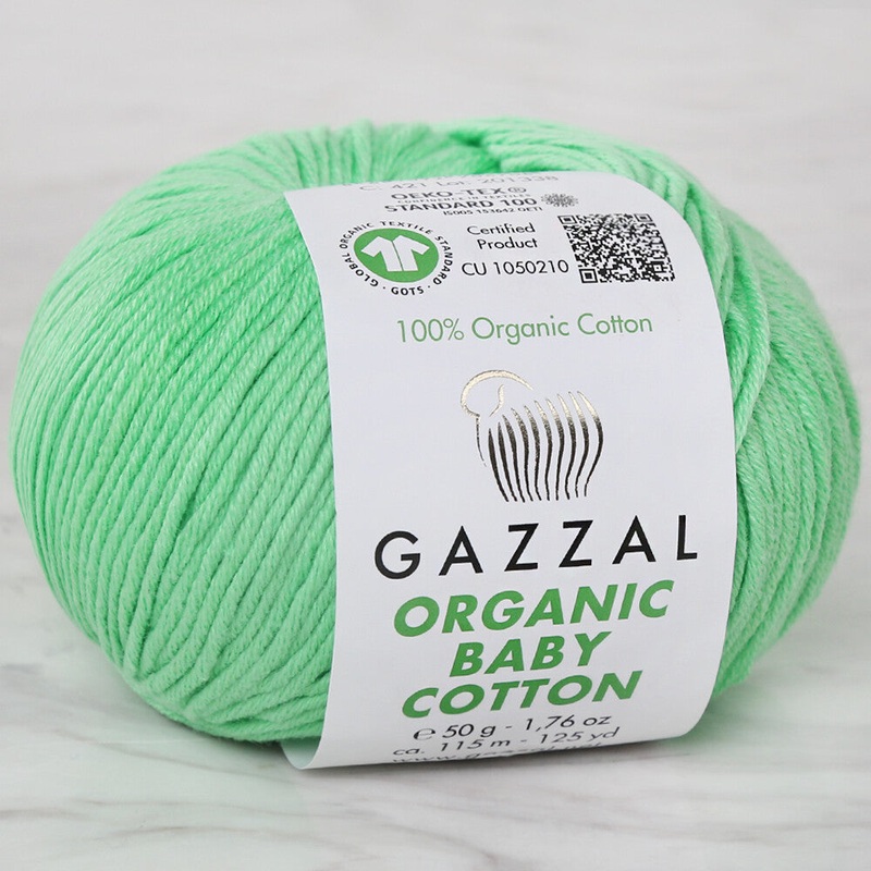 Gazzal Organic Baby Cotton Yarn, Light Green – 421