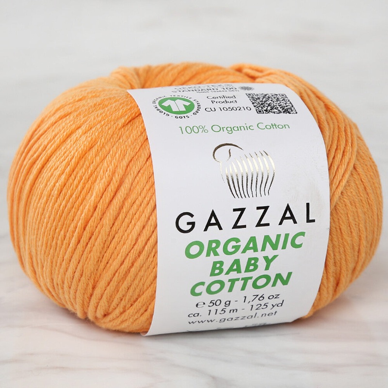 Gazzal Organic Baby Cotton Yarn, Mustard Yellow – 418