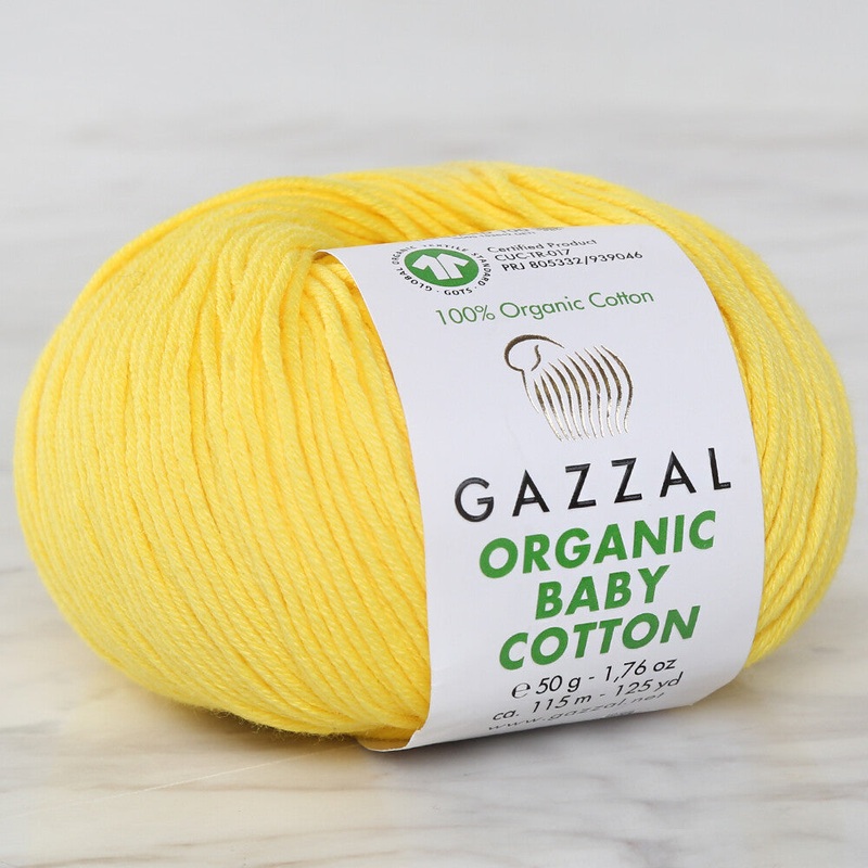 Gazzal Organic Baby Cotton Yarn, Yellow – 420