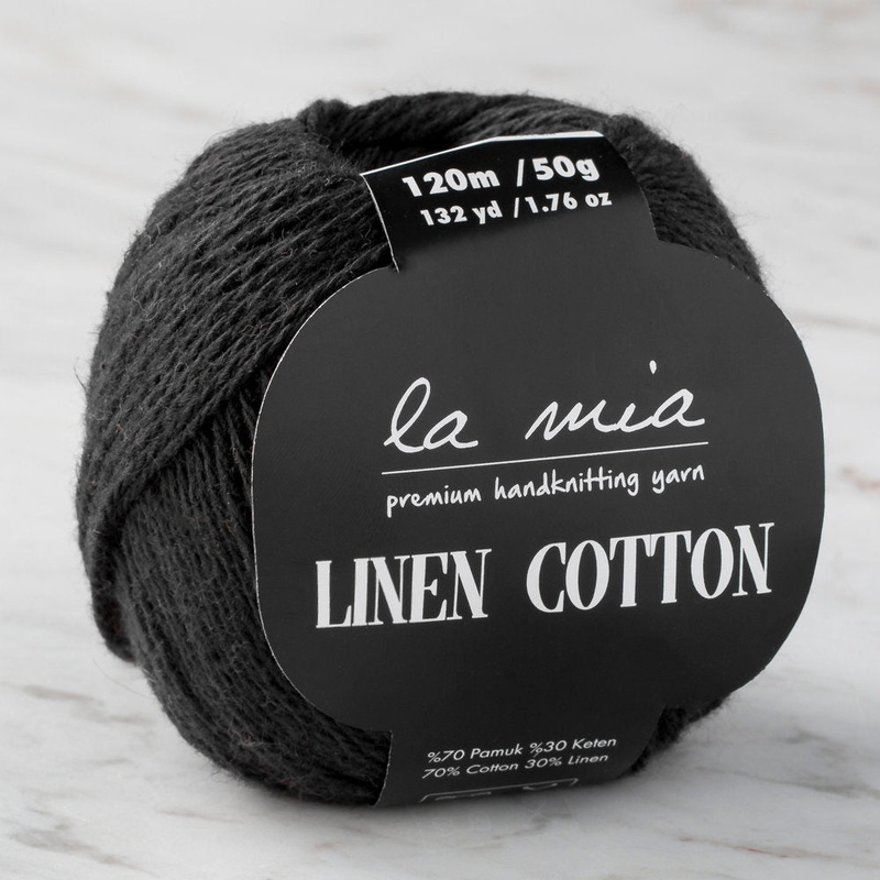 La Mia Linen Cotton Yarn, Black – L006
