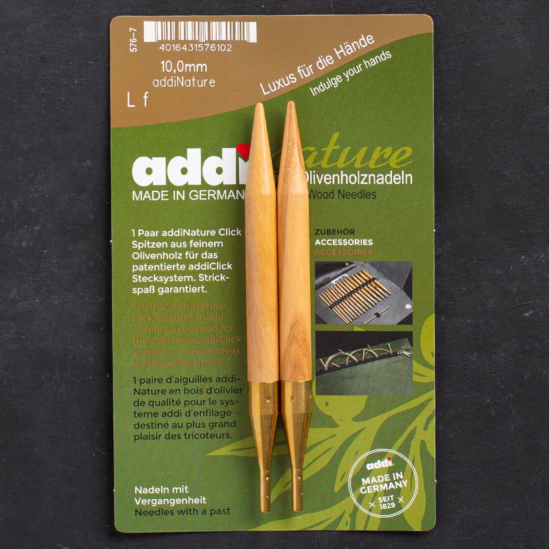 Addi Nature Olive Wood Click 10mm 13cm Needle Tips – 576-2