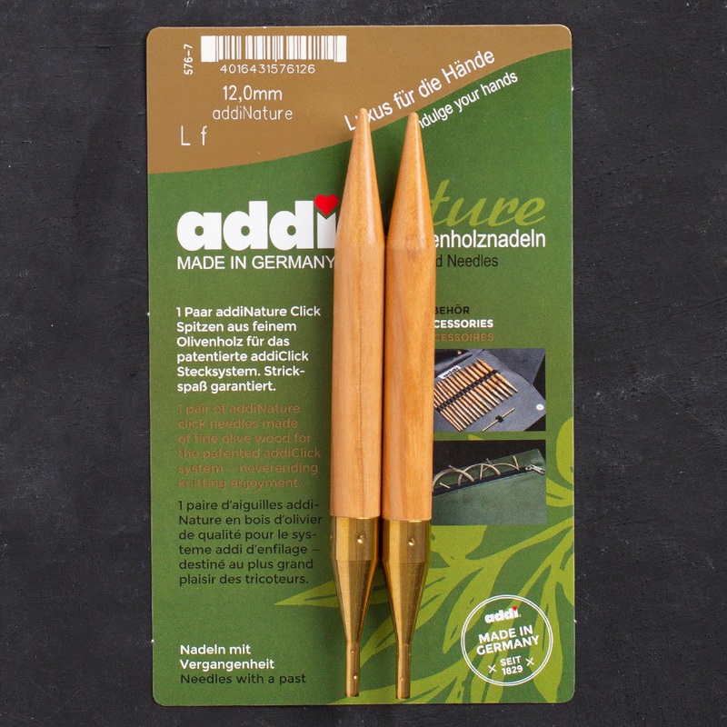 Addi Nature Olive Wood Click 12mm 14cm Needle Tips – 576-2