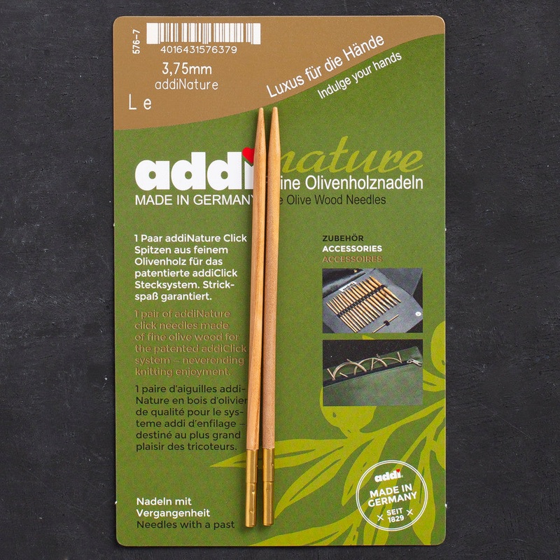 Addi Nature Olive Wood Click 3.75mm 13cm Needle Tips – 576-2