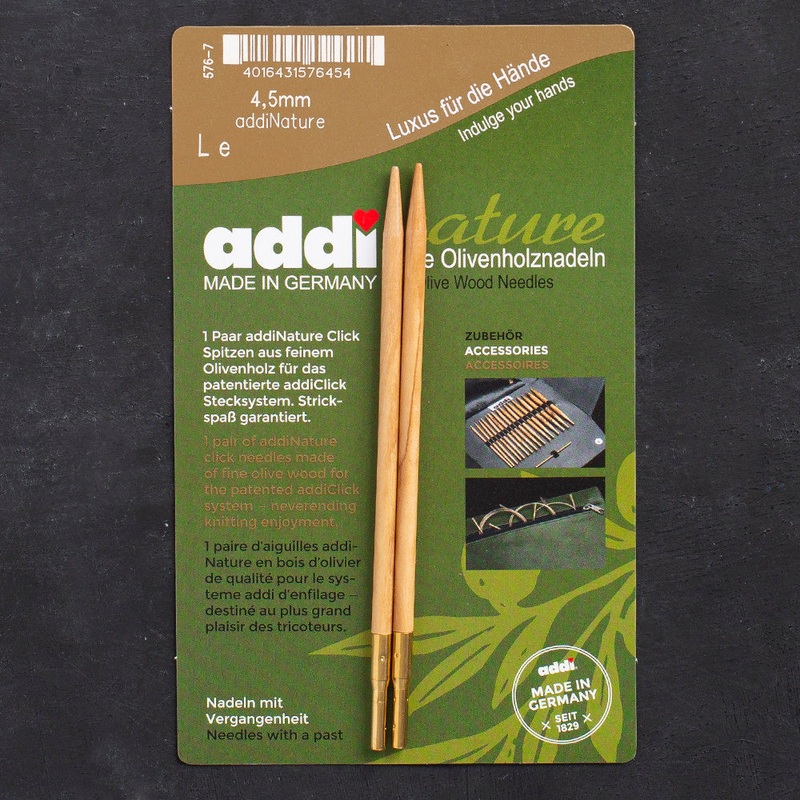 Addi Nature Olive Wood Click 4.5mm 13cm Needle Tips – 576-2