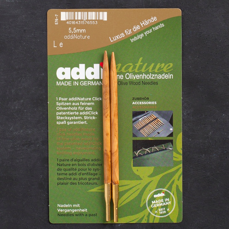 Addi Nature Olive Wood Click 5.5mm 13cm Needle Tips – 576-2