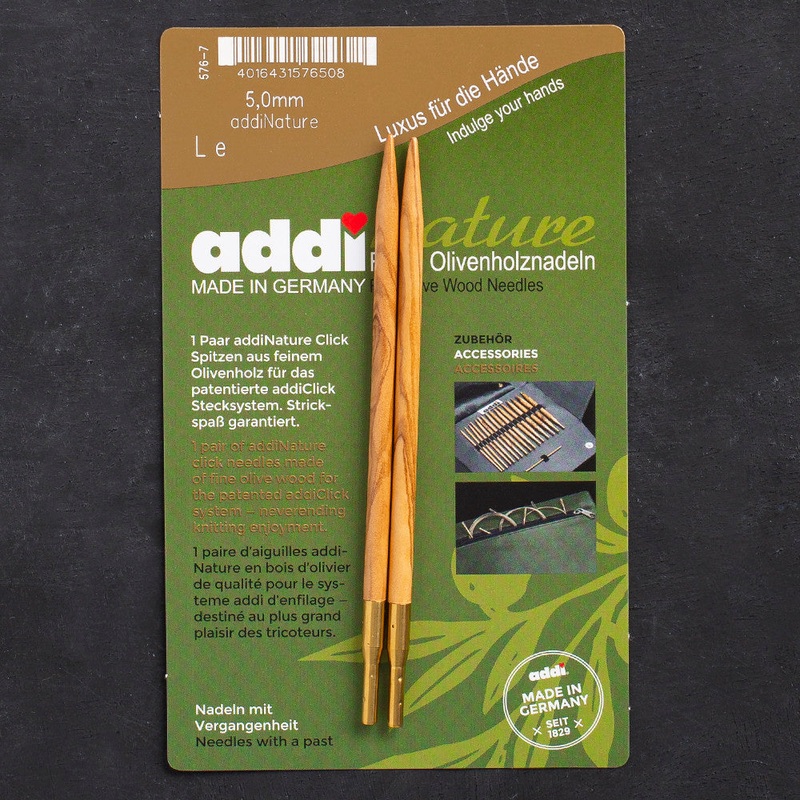 Addi Nature Olive Wood Click 5mm 13cm Needle Tips – 576-2