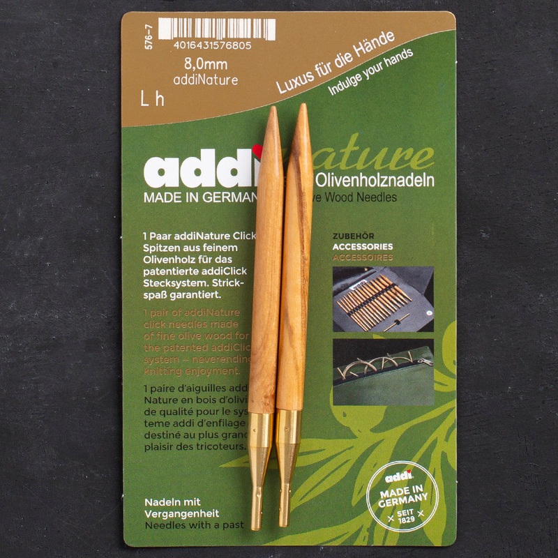 Addi Nature Olive Wood Click 8mm 13cm Needle Tips – 576-2