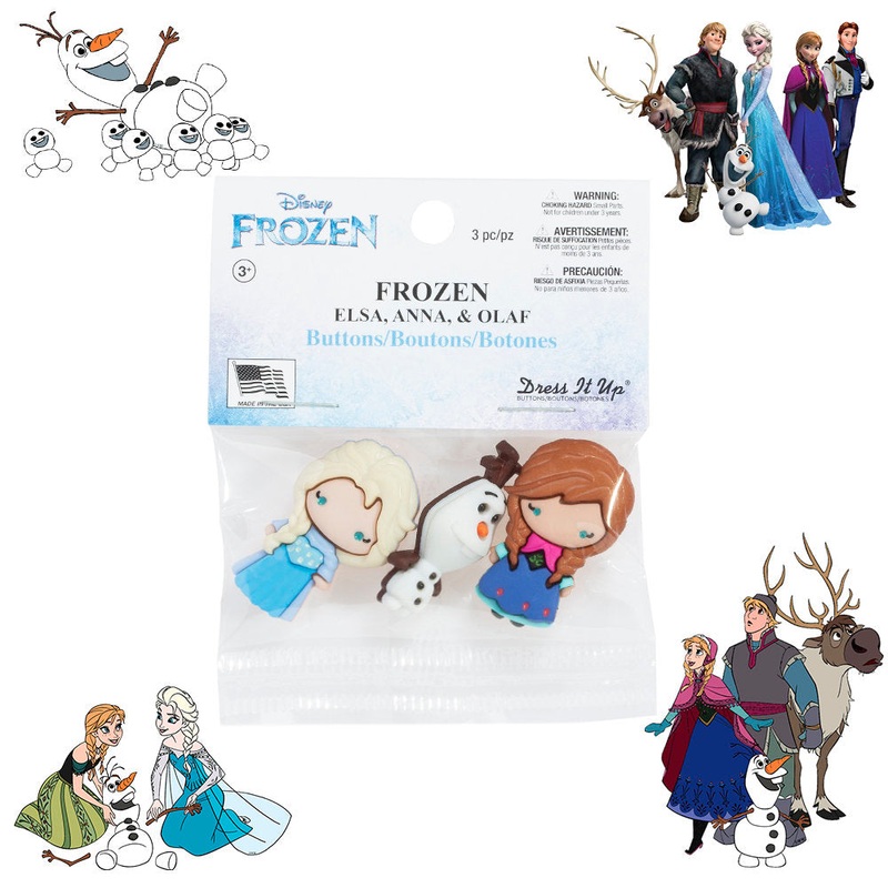 Dress It Up Creative Button Assortment, Frozen Elsa, Anna, Olaf – 8953