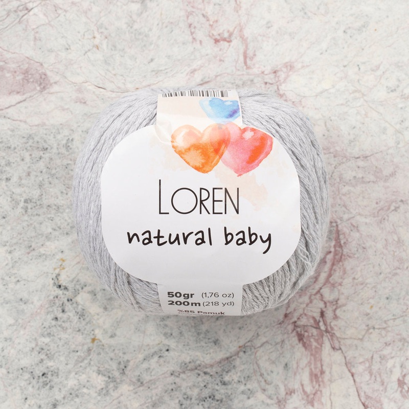 Loren Natural Baby Yarn, Light Grey – R080