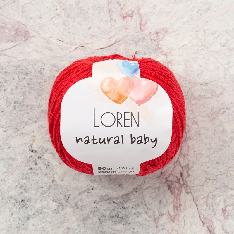 Loren Natural Baby Yarn, Red – R003