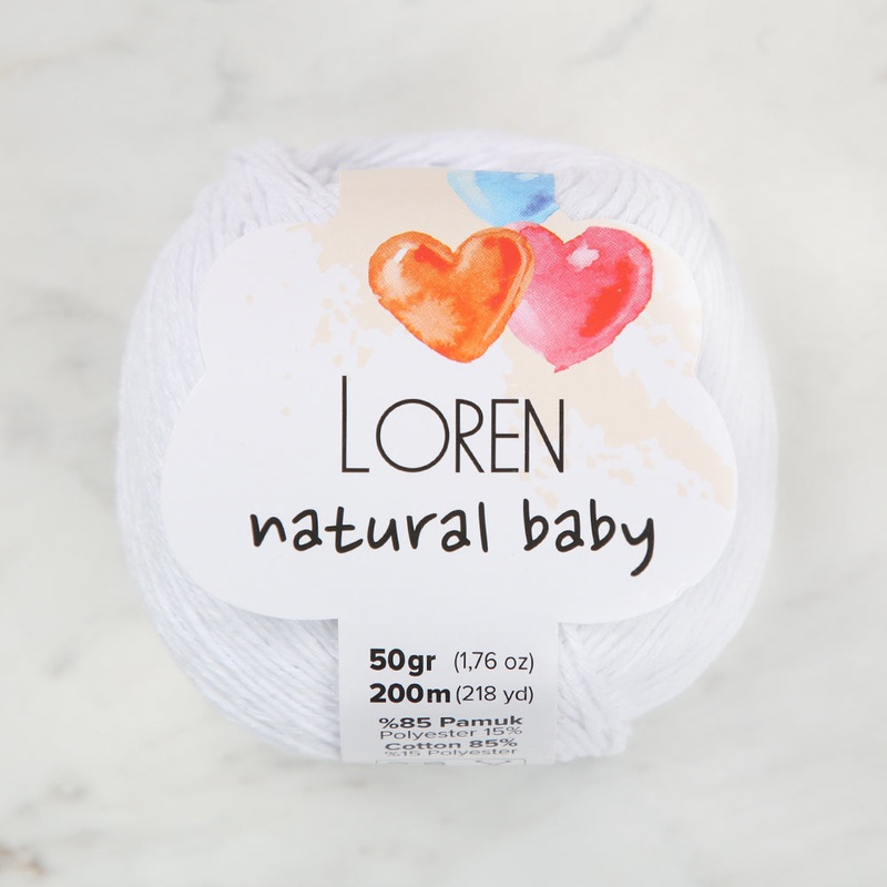 Loren Natural Baby Yarn, White – R001