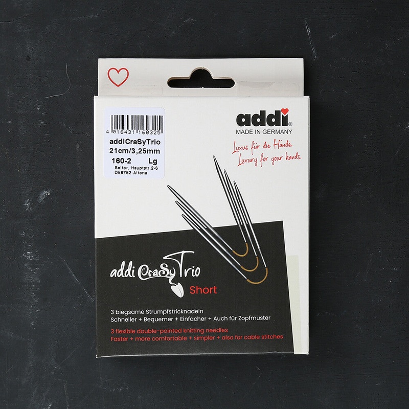 Addi CrasyTrio 3.25 Mm 21 Cm Flexible Sock Knitting Needles, Set of 3 – 160-2