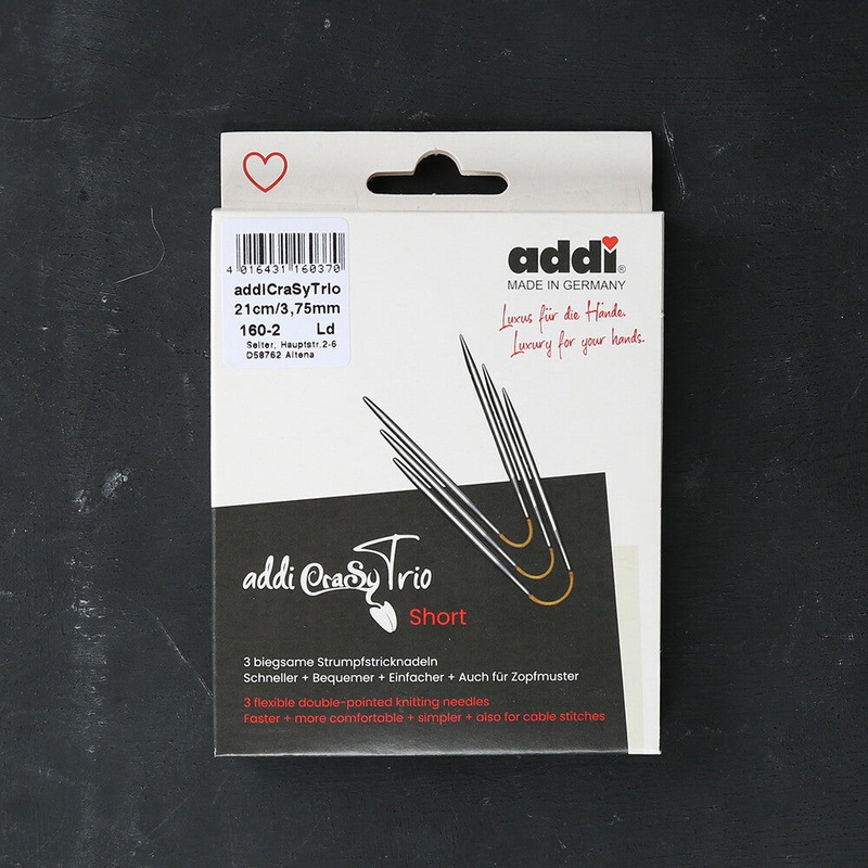 Addi CrasyTrio 3.75 Mm 21 Cm Flexible Sock Knitting Needles, Set of 3 – 160-2