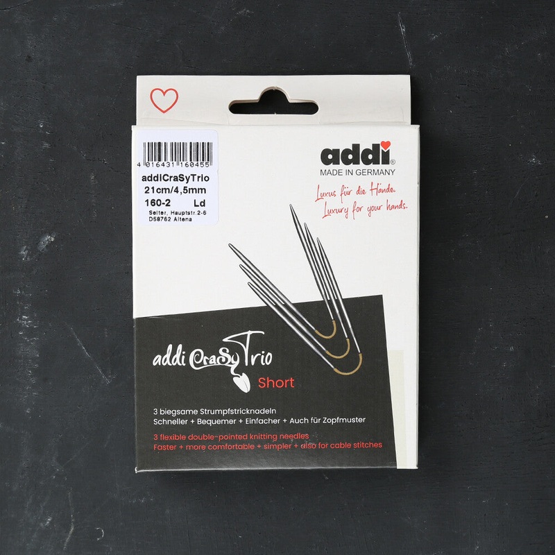 Addi CrasyTrio 4.5 Mm 21 Cm Flexible Sock Knitting Needles, Set of 3 – 160-2