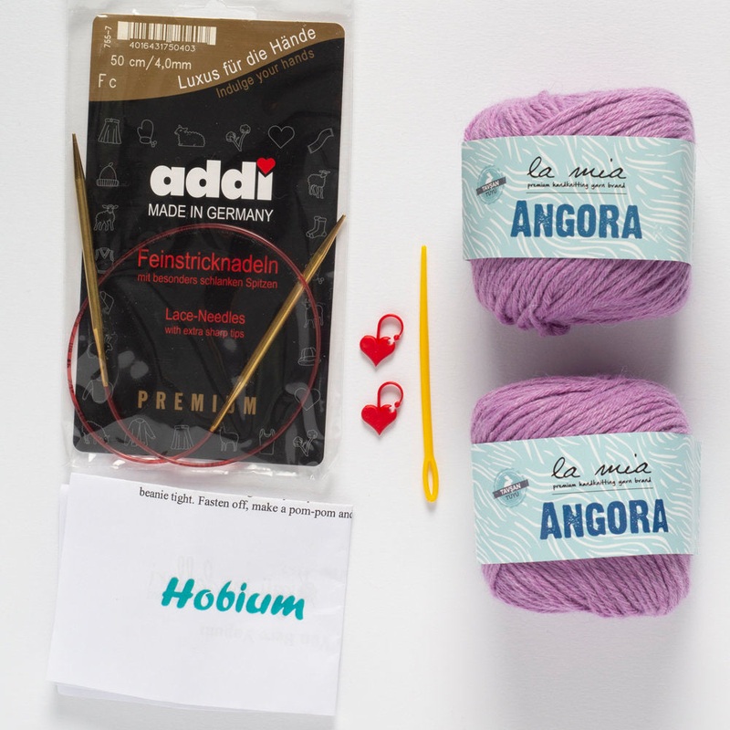 La Mia Angora Beanie Kit, Purple