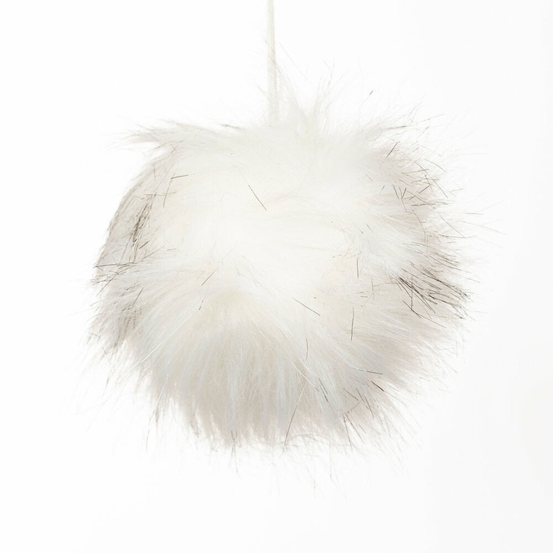 Loren Faux Fur Pom Pom, Ecru