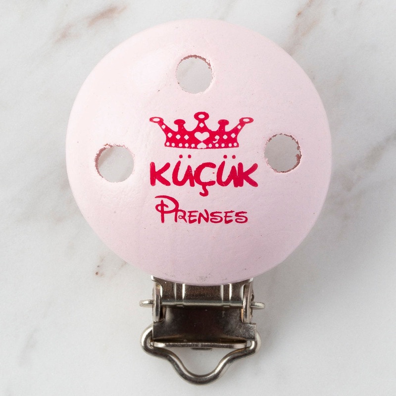 Loren Round Shaped Wooden Pacifier Clip, Pink – Small Princess