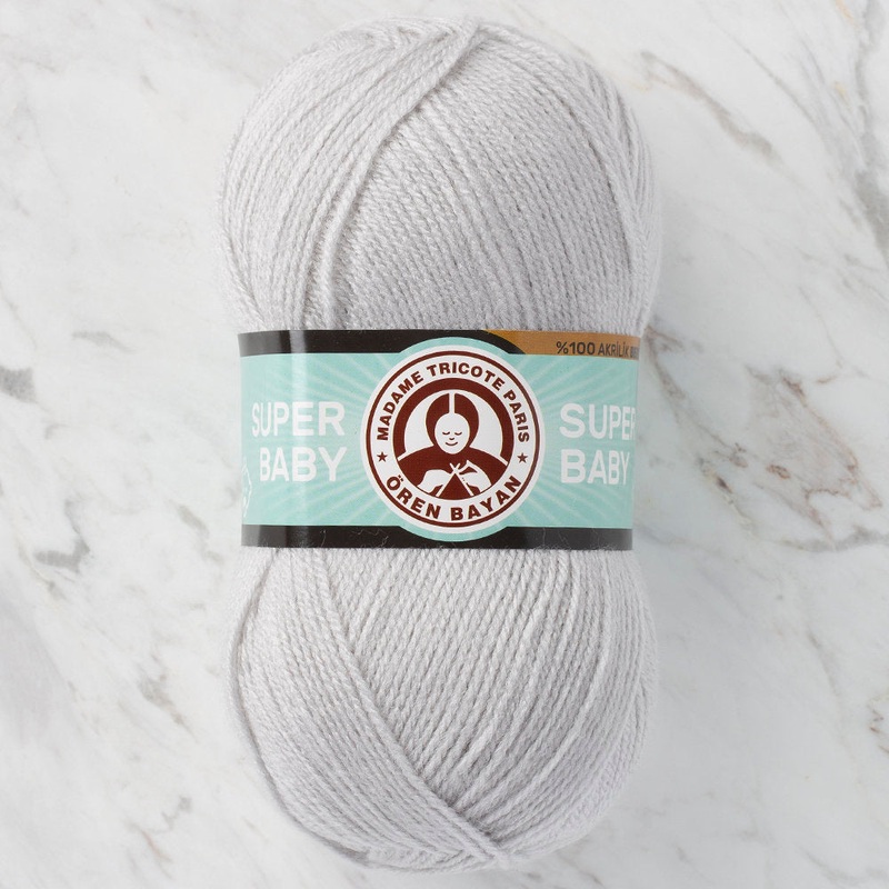 Madame Tricote Paris Super Baby Knitting Yarn, Light Grey – 116