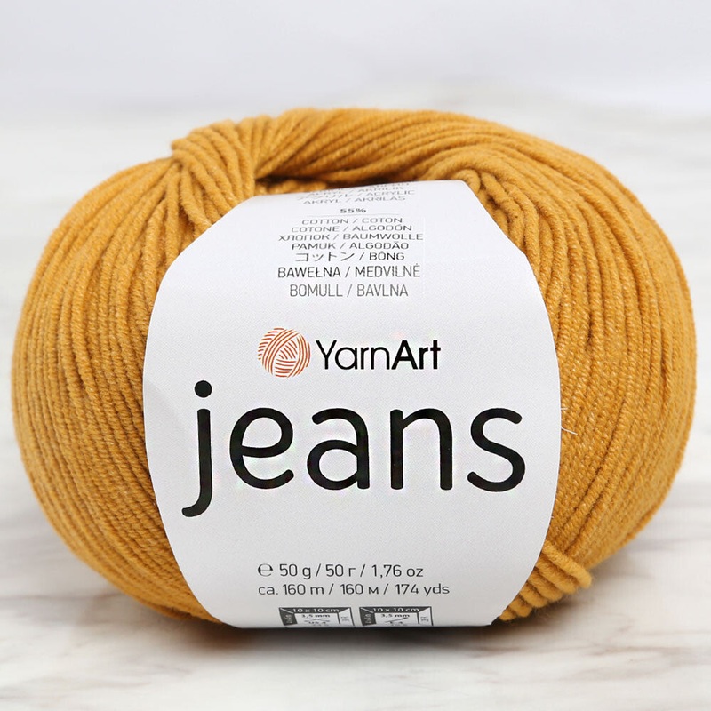 YarnArt Jeans Knitting Yarn, Mustard Yellow – 84