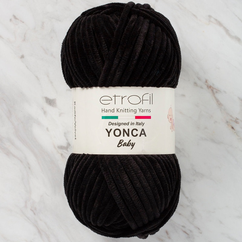 Etrofil Yonca Chenille Yarn, Black – 70092