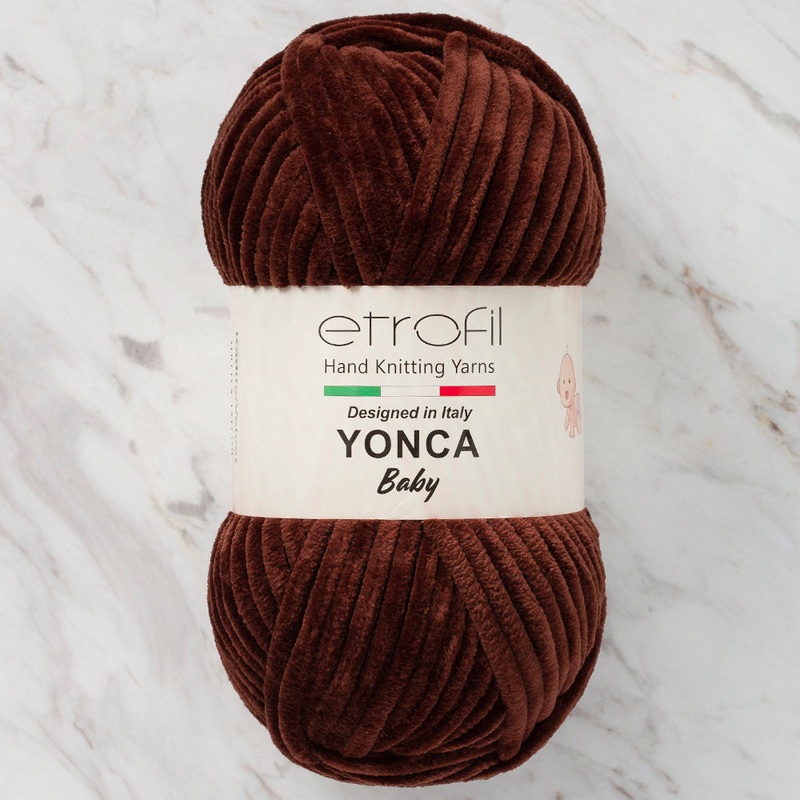 Etrofil Yonca Chenille Yarn, Brown – 70704