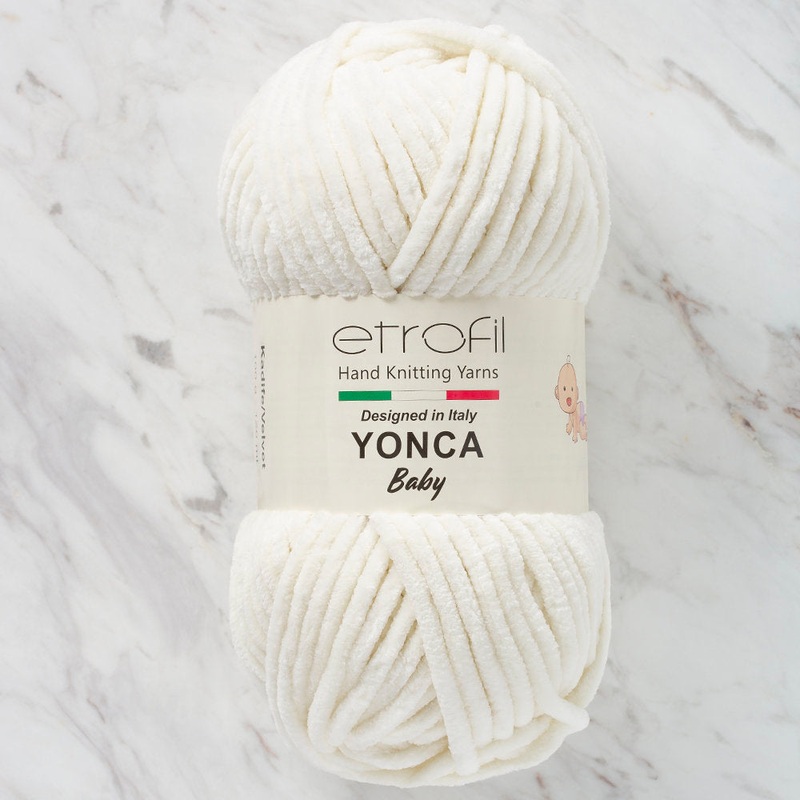 Etrofil Yonca Chenille Yarn, Ecru – 70016