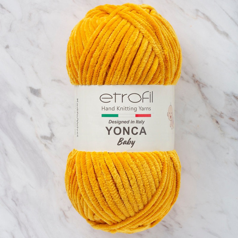 Etrofil Yonca Chenille Yarn, Mustard Yellow – 70214