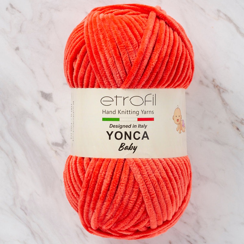 Etrofil Yonca Chenille Yarn, Orange – 70216