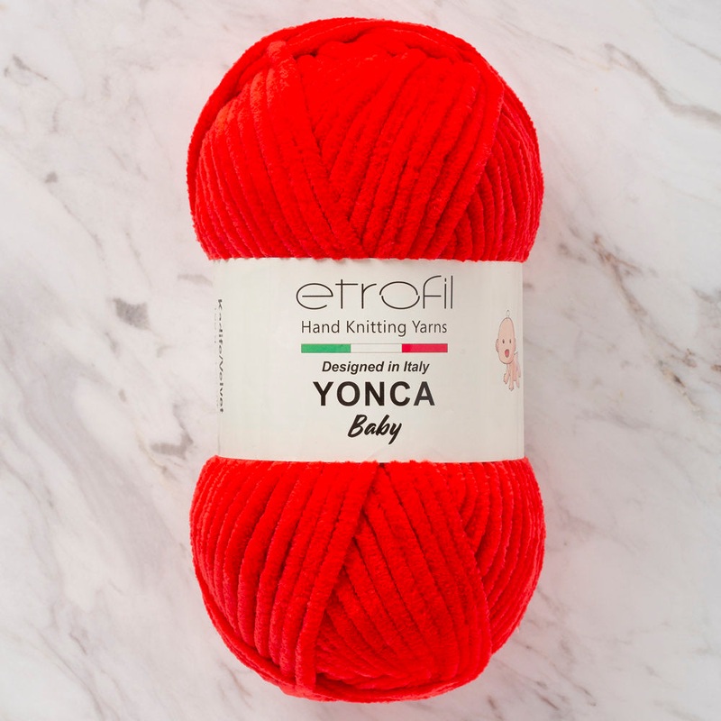 Etrofil Yonca Chenille Yarn, Red – 70321