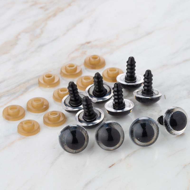 Loren 14 mm 5 Pairs Amigurumi Safety Plastic Eyes, Transparent
